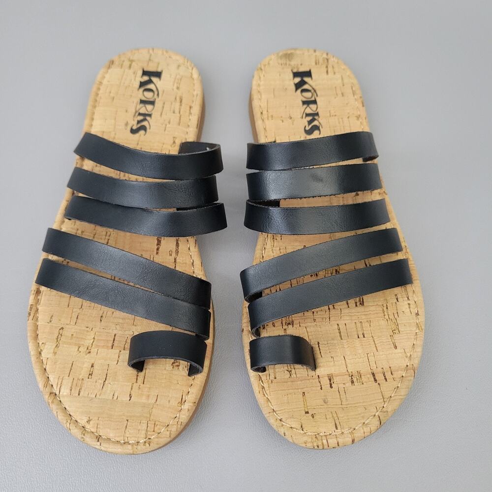 Korks Khela 21 Flat Toe Loop Ring Sandals Slides Womens 11 - Picture 4 of 10